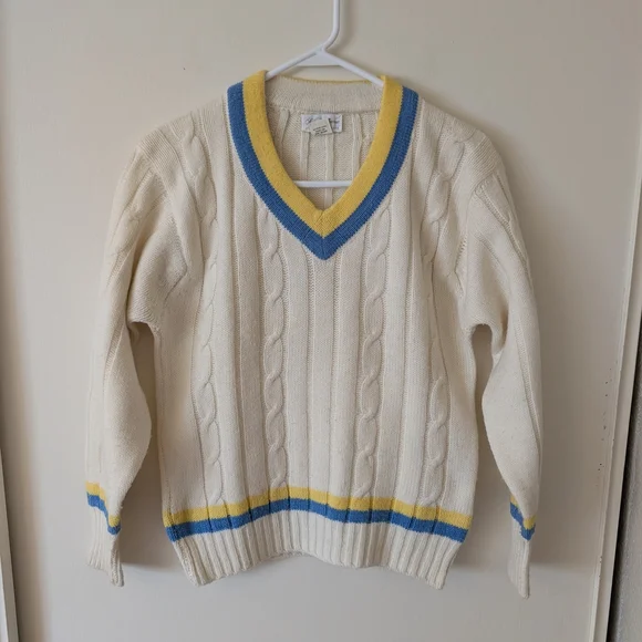 Vtg Saks Fifth Avenue Womens S Wintuk Orlan Cable Knit Sweater Tennis Preppy - Picture 1 of 6